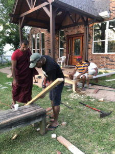 Stage for the dramas and Bhakthi Gee is being constructed.